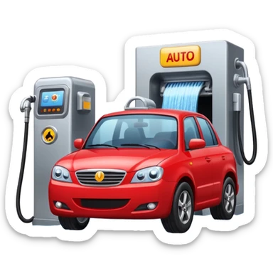 create me an image for a vertical in my super app, Car wash, entering the auto wash machine sticker