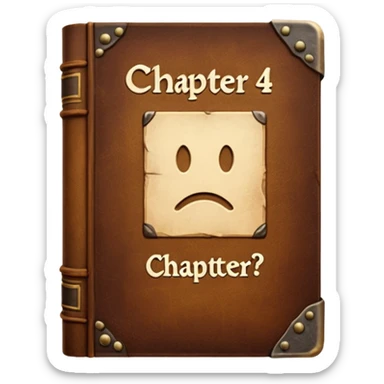 Book with “Chapter 4?” stamped on it sticker