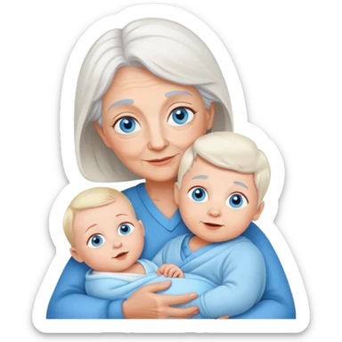 grandmother with blue eyes with baby boy sticker