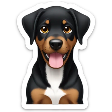 emoji of a black and brown beauceron puppy with white chest and chin making a hungry gesture sticker