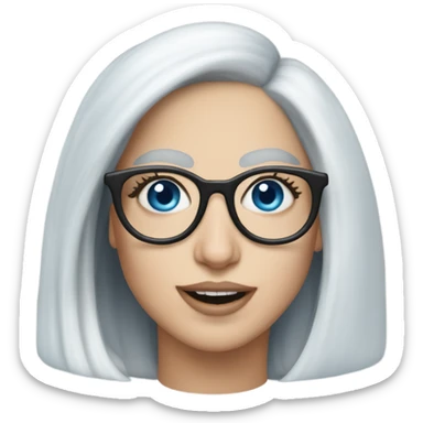 Realistic-Elegant-lady-gaga-dancing-blue eyes- wearing glasses: sticker