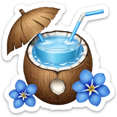 coconut drink with blue flowers sticker