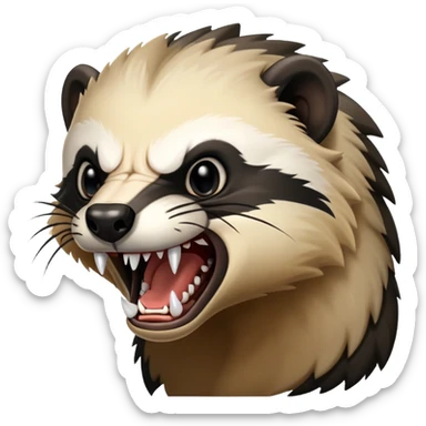 angry honey badger, furious, showing teeth, aggressive pose sticker