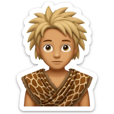 a simson wearing ancient animal skin cloth, half body, icon sticker