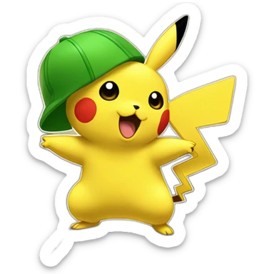 Picachu contre le mur vert sticker