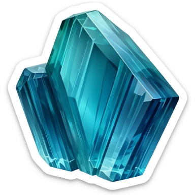 Long prismatic indicolite tourmaline crystal with deep sea blue color and natural striations sticker