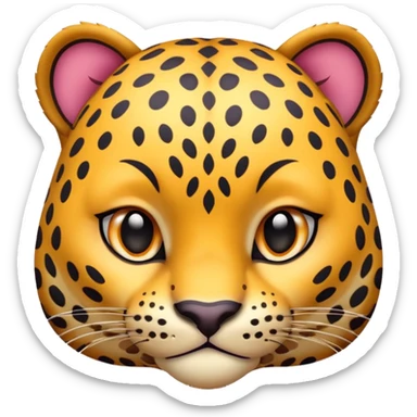 exotic leopard character, spotted fur, cute fierce face, 3D cartoon, mobile game icon style, clean background, no text, no watermark
 sticker