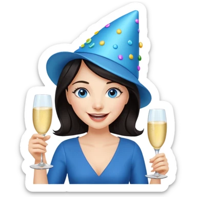 Laughing and fun dark hair woman with blue eyes sticker