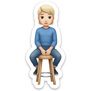 a person sitting on stool straight backs turned sticker