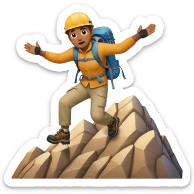 apple style emoji of a man falling from a mountain sticker