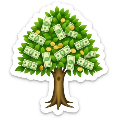 A tree with the leaves with money on it  sticker