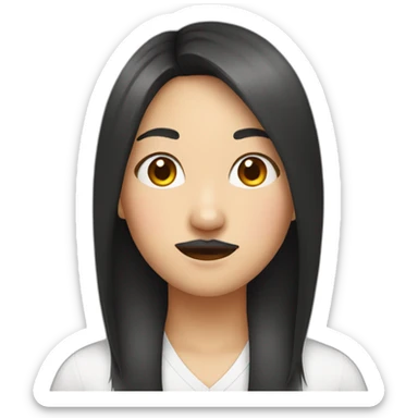 asian girl with mustache sticker