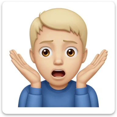 verzweifelte Person, Person mit weit aufgerissenen Augen, Mund offen, Hände an den Wangen, Emotion: Verzweiflung, neutraler Hintergrund sticker