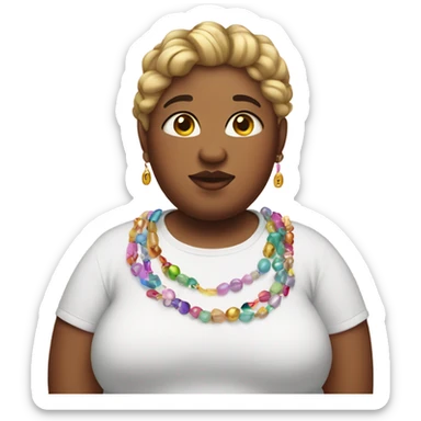 Fat girl with beads in her head and unicorn shirt sticker