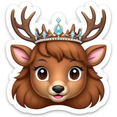 Deer wearing a ￼ tiara sticker