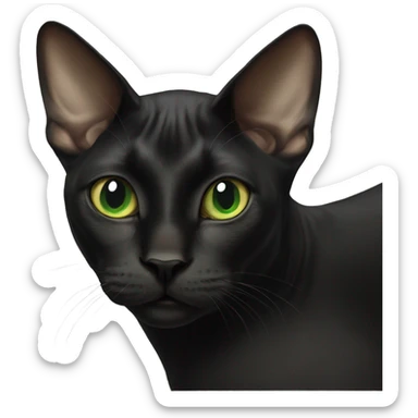  green eyed sphinx black cat with white spot on the nose sticker