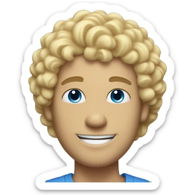 smiling curly blonde man blue eyed sticker