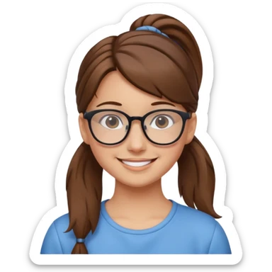 brown haired Ponytail Girl with Glasses sticker