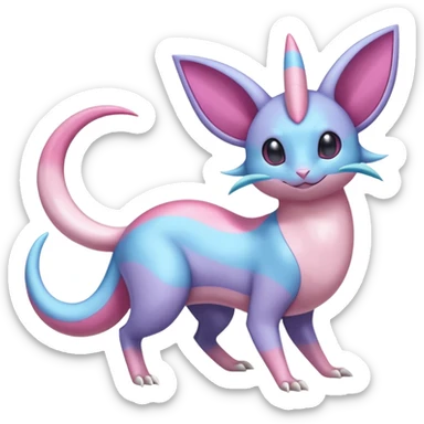 Pastel Colorful Glossy Smooth Soft Shiny Celestial Crescent Lunar Shiny Glossy Lumine Stellar Rattata-Cresselia-Milotic-Sylveon-Lunala-Noibat-Espeon-Purrloin-Fakemon-hybrid-creature (full body) sticker