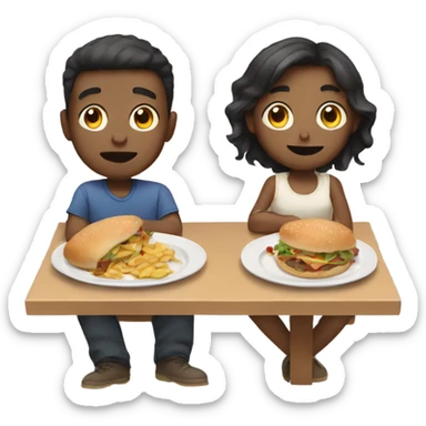 Girl and boy ate too much sticker