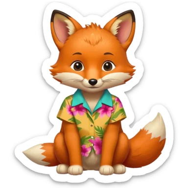 baby fox with aloha shirt sticker