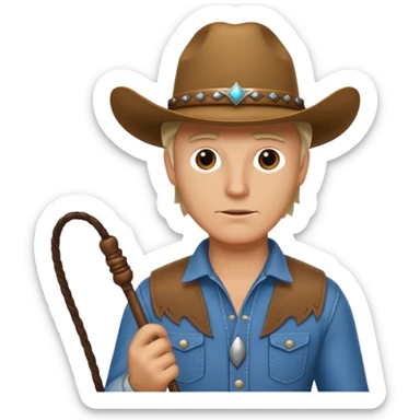 Give this emoji 🤠 a whip make it a white guy with a whip  sticker