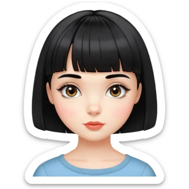 Gorgeous french girl short french haircut baby bangs black hair Amelie Beautiful Blushing Petite Girl with beautiful hair aesthetic sticker