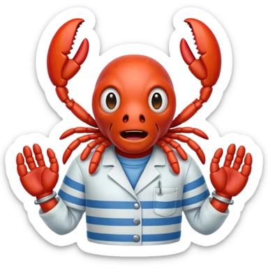 Scared lobster (I’m talking terrified) in jail scrubs sticker