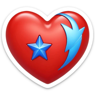 A shiny red heart with a blue star inside sticker