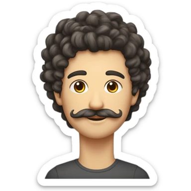 Un homme de 18 ans avec un bouc et une moustache, des cheveuxlon bouclés, il a un keffyieh sur la tête sticker