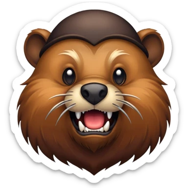 brutal beaver with a black beard sticker