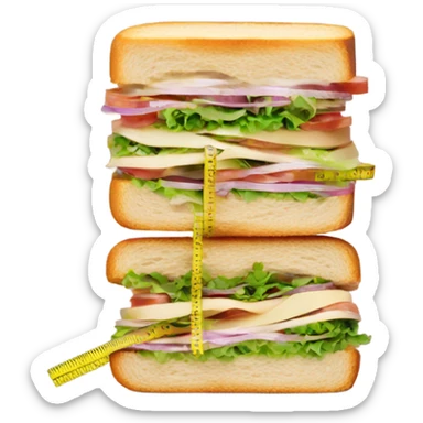 Sandwich with tape measure pulled tight sticker