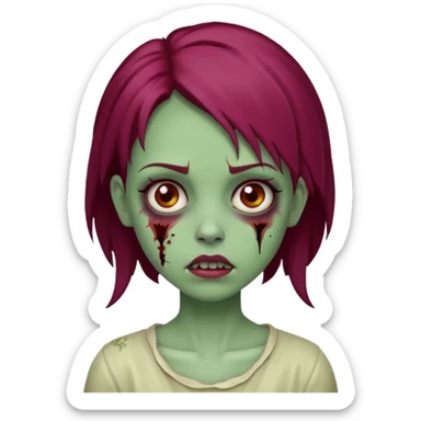 girl zombie with burgundy hair emoji sticker
