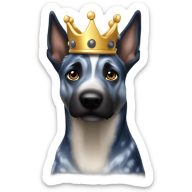 A malinois dark blue merle color with a crown on his head sticker