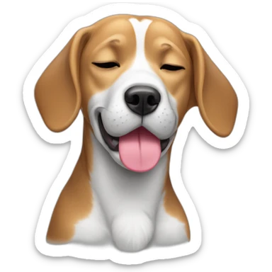 grey beagle sticking tongue half out while sleeping sticker