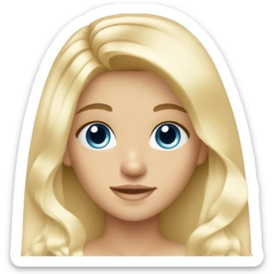 Blond girl with long open hair blue eyes doing skincare sticker