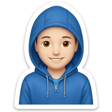 emoji of a person wearing a blue hoodie smiling sticker