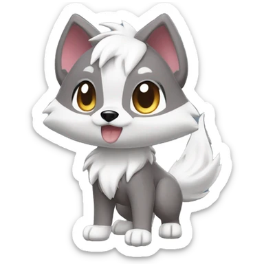 Kawaii Cool Chibi Poochyena-Rocruff-Lycanroc-Pokémon Full Body Detailed High Quality sticker