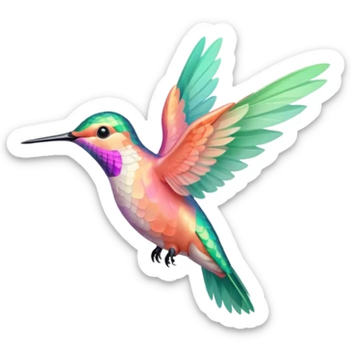 peach pink and mint humming bird sticker