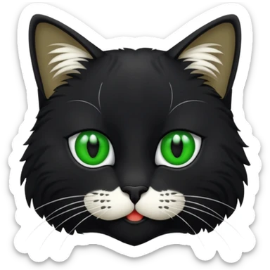 Chat noir et blanc avec des yeux verts sticker