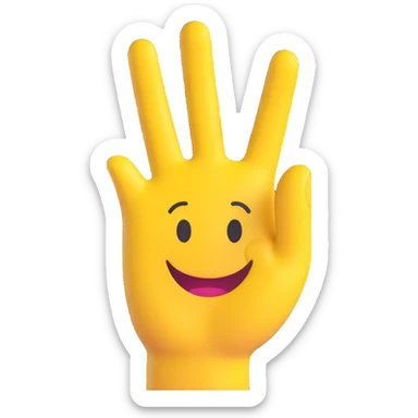 yellow hand making the 'OK' gesture with a smiley face sticker on the back, 3D emoji style sticker