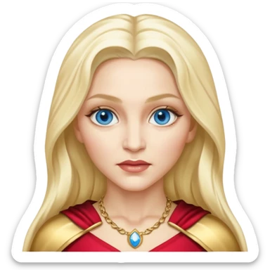 Madonna with blue eyes, long platinum blonde hair, gold outfit sticker