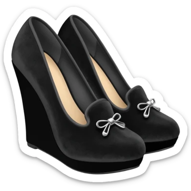 Black slippers with 3 inch wedge heels sticker