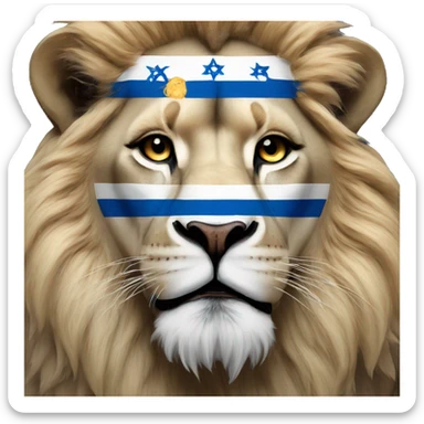 A lion face in the color of the Israeli flag sticker