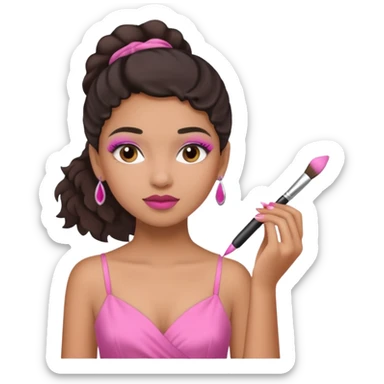 Draw a mixed-race girl applying makeup. sticker