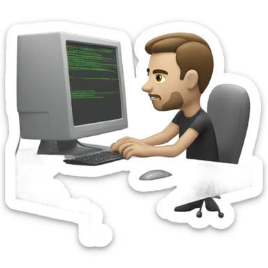 Man programming coding  sticker