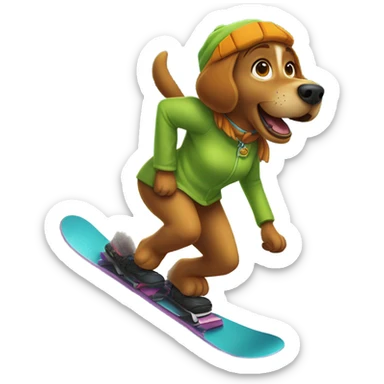 A girl in a Scooby Doo costume is snowboarding sticker