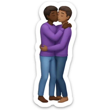 1 adult male dark skin ,1 light skin dark hair adult male, naked, cuddling, kissing, love passionate, full body view, on floor sticker