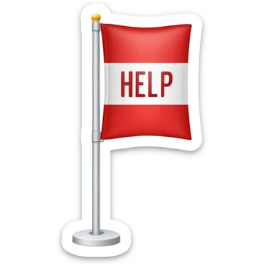 flagpole with a flag that says HELP, simple, clear sticker