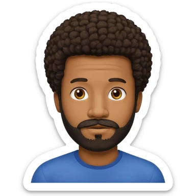 black man with beard, mustache, and short afro sticker